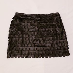 Sophie Max Black Faux Leather Petal Skirt